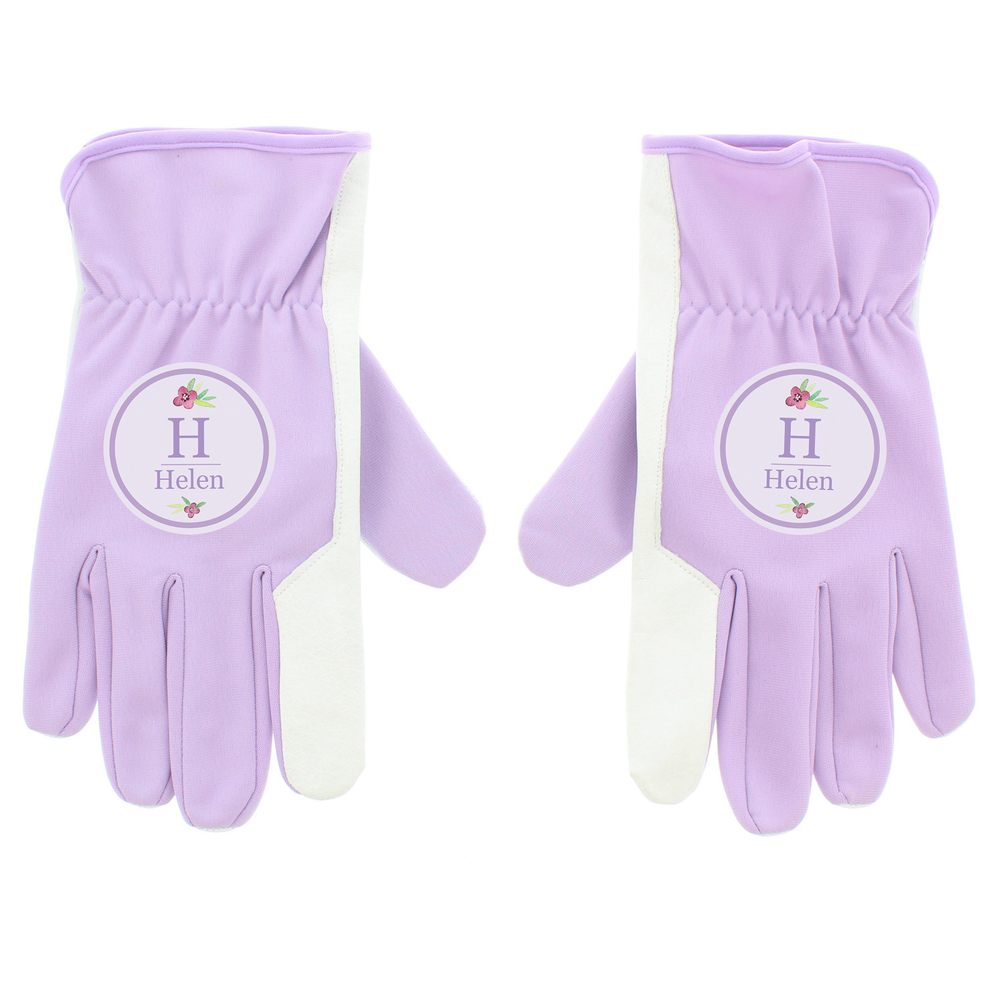 Personalised Floral Bouquet Medium Lilac Gardening Gloves
