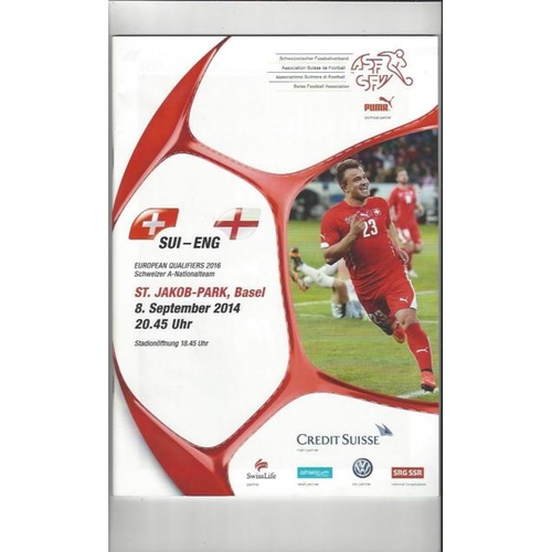 2014 Switzerland v England Football Programme + Three Lions Fanzine