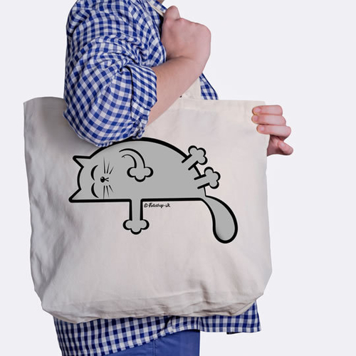 'Grey Sleepy Cat' Maxi Tote