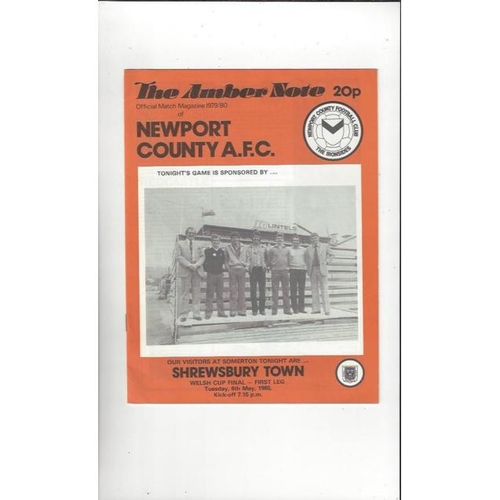 1980 Newport County v Shrewsbury Town Welsh Cup Final Football Programme