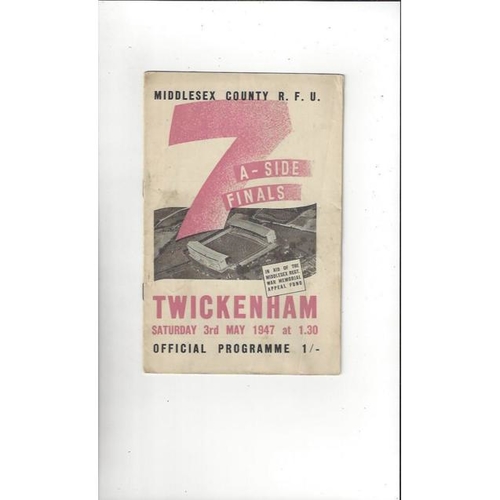 1947 Middlesex Sevens Rugby Union Programme