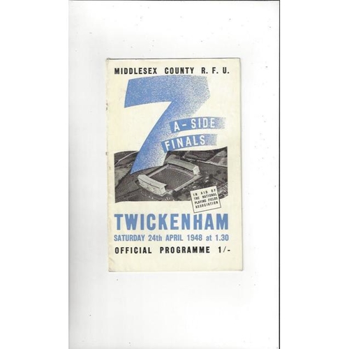 1948 Middlesex Sevens Rugby Union Programme