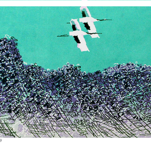 Pair of Cranes and Jade River