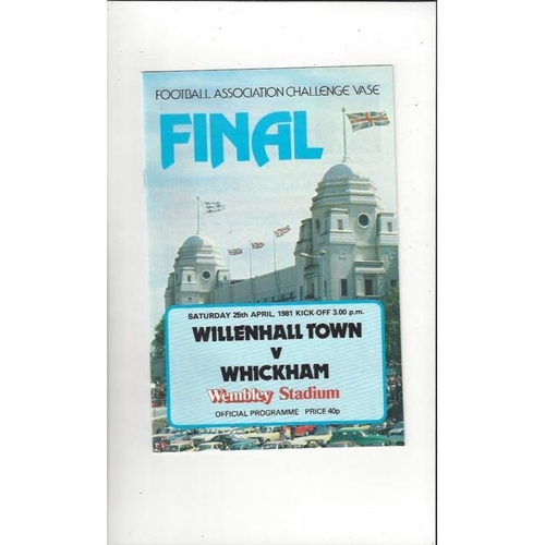 1981 Willenhall Town v Whickham FA Vase Final Football Programme