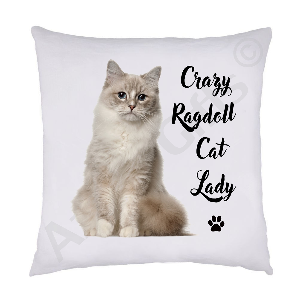 Crazy Ragdoll Cat Lady Cushion