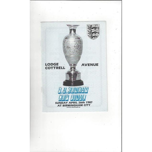 1987 Lodge Cottrell v Avenue Sunday Cup Final Football Programme @ Birmingham