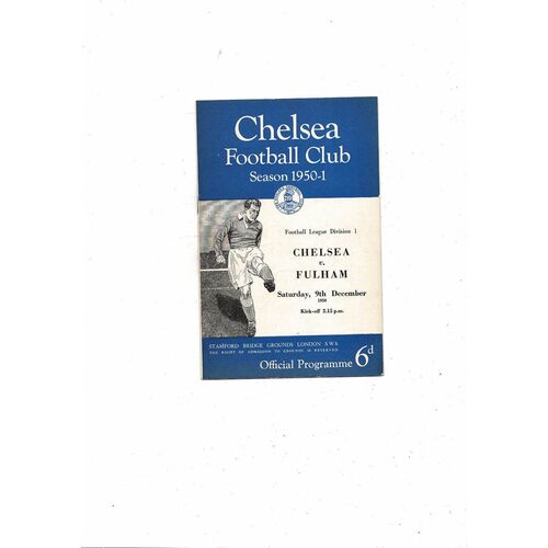 1950/51 Chelsea v Fulham Football Programme