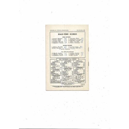 1950/51 Chelsea v Fulham Football Programme