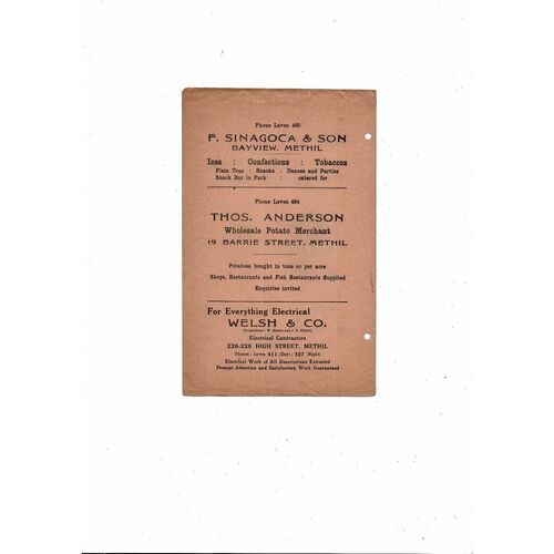 1956/57 East Fife v Partick Thistle League Programme. 15th December