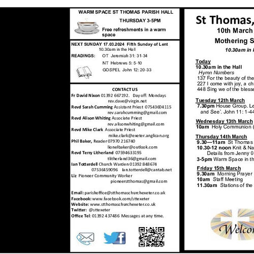 Pew Sheet | The Parish of St Thomas, Exeter