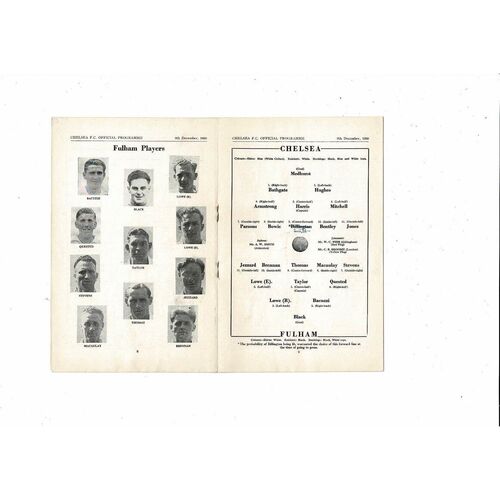 1950/51 Chelsea v Fulham Football Programme