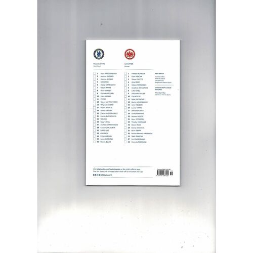 2019 Chelsea v Eintracht Frankfurt Europa League Semi Final Football Programme